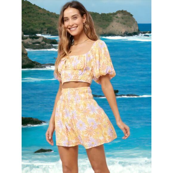 NWT - L*SPACE JAX Skirt Orange/Yellow/Purple Floral Print Size: M - Picture 1 of 4